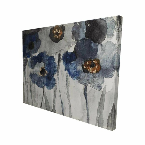 Begin Home Decor 16 x 20 in. Blue Blurry Flowers-Print on Canvas 2080-1620-FL96